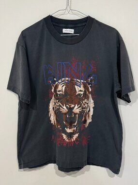 Anine Bing Womens Oversized Muse Tiger Graphic T-shirt Vintage Wash M
